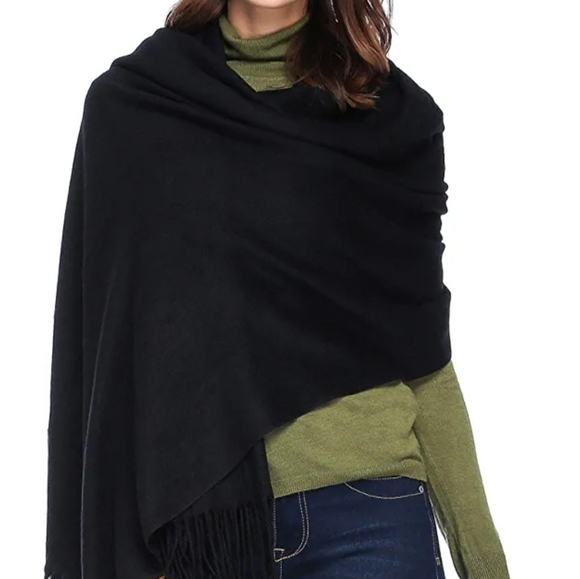 Super Cute Large Pashmina | BLACK ‼️NEW‼️ - Picture 1 of 11